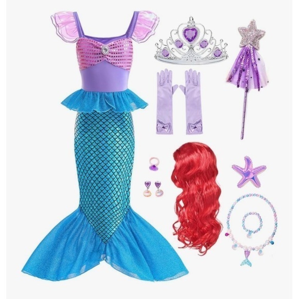 NEW Little Mermaid Costume Girls Size 2-3 Halloween Cosplay Princess Dress